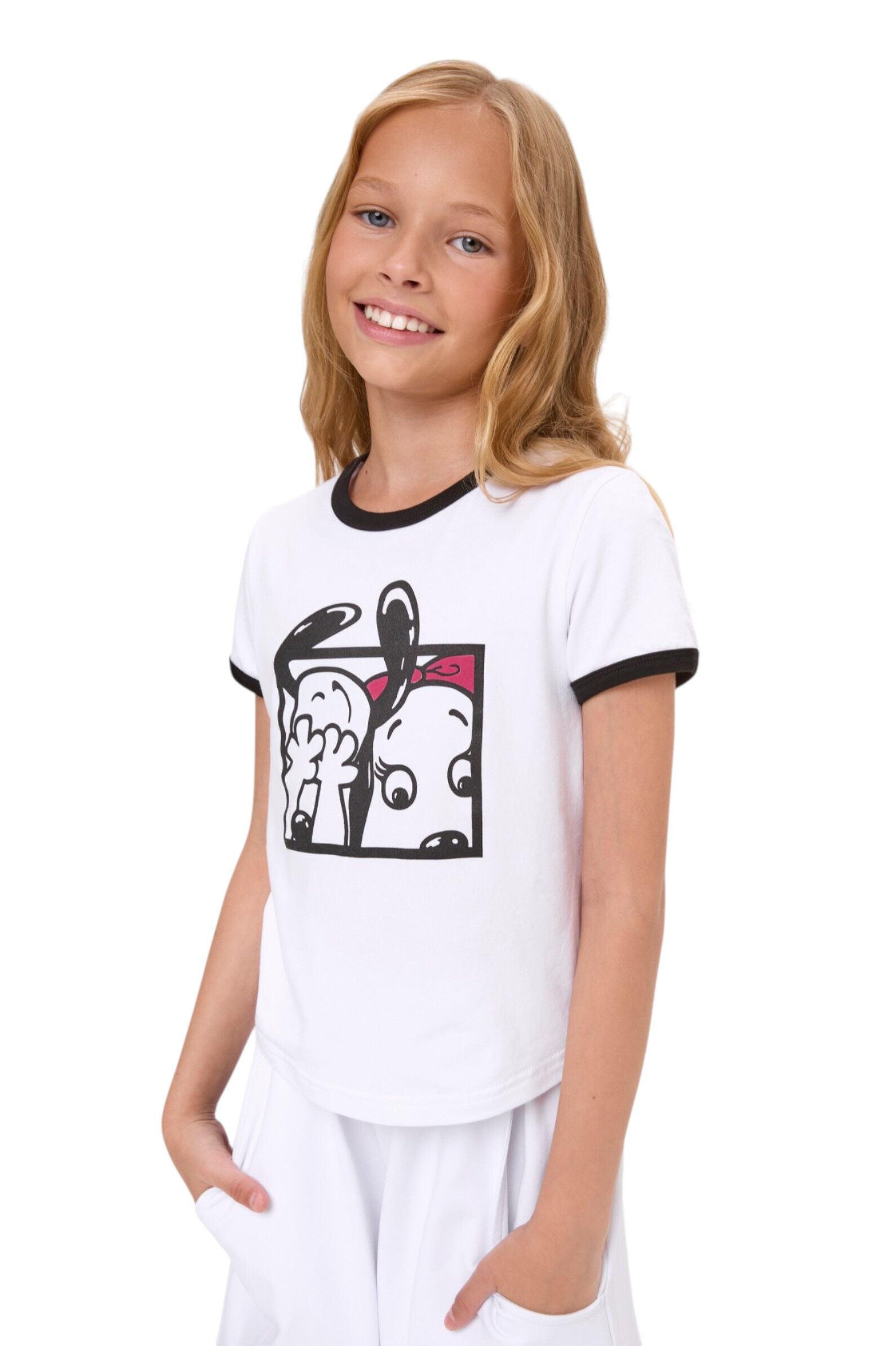 Футболка дев. АРТ.260133,бел-чер,хл-эл