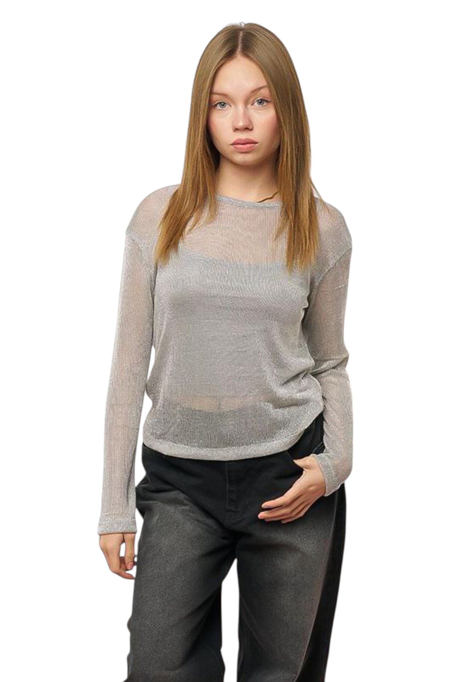 Лонгслив+топ дев. АРТ.7998,сер,хл-лайкра