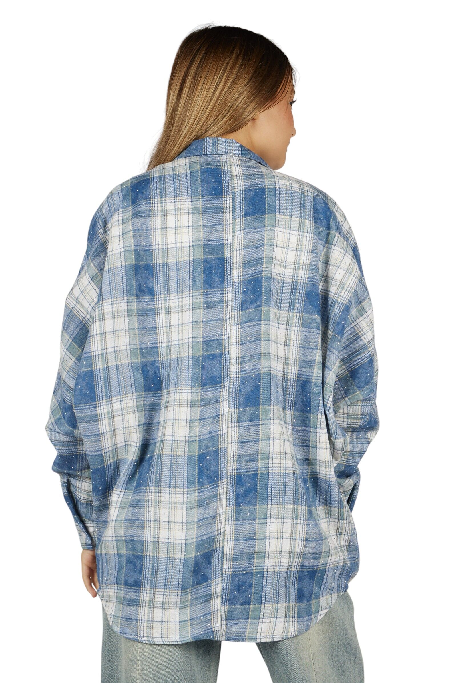 Рубашка дев. АРТ.G-SH26028,син-бел,хл-пэ